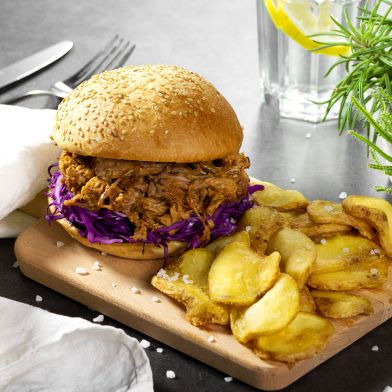 Pulled pork burger 180g e patate dippers