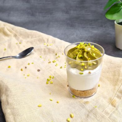 Bicchierino di cheescake al pistacchio