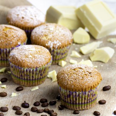 Muffin artigianale cioccolato bianco, cocco e caffè