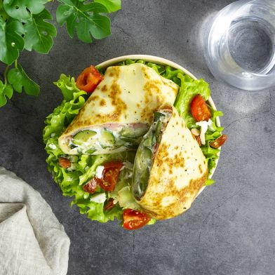 Crespella farcita con zucchine, ricotta e prosciutto cotto alla brace