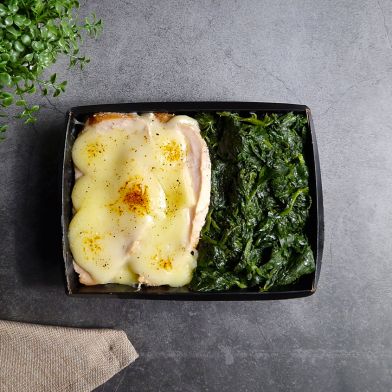 SMART Scaloppine di maiale al formaggio Asiago con spinacino al burro