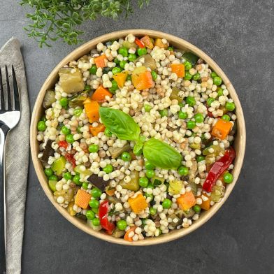 Fregula Sarda con verdurine miste spadellate di stagione