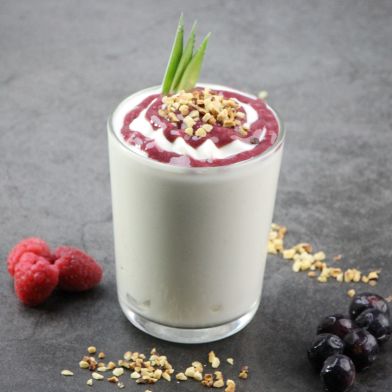 Yogurt greco artigianale light con frutti di bosco e granella di nocciole